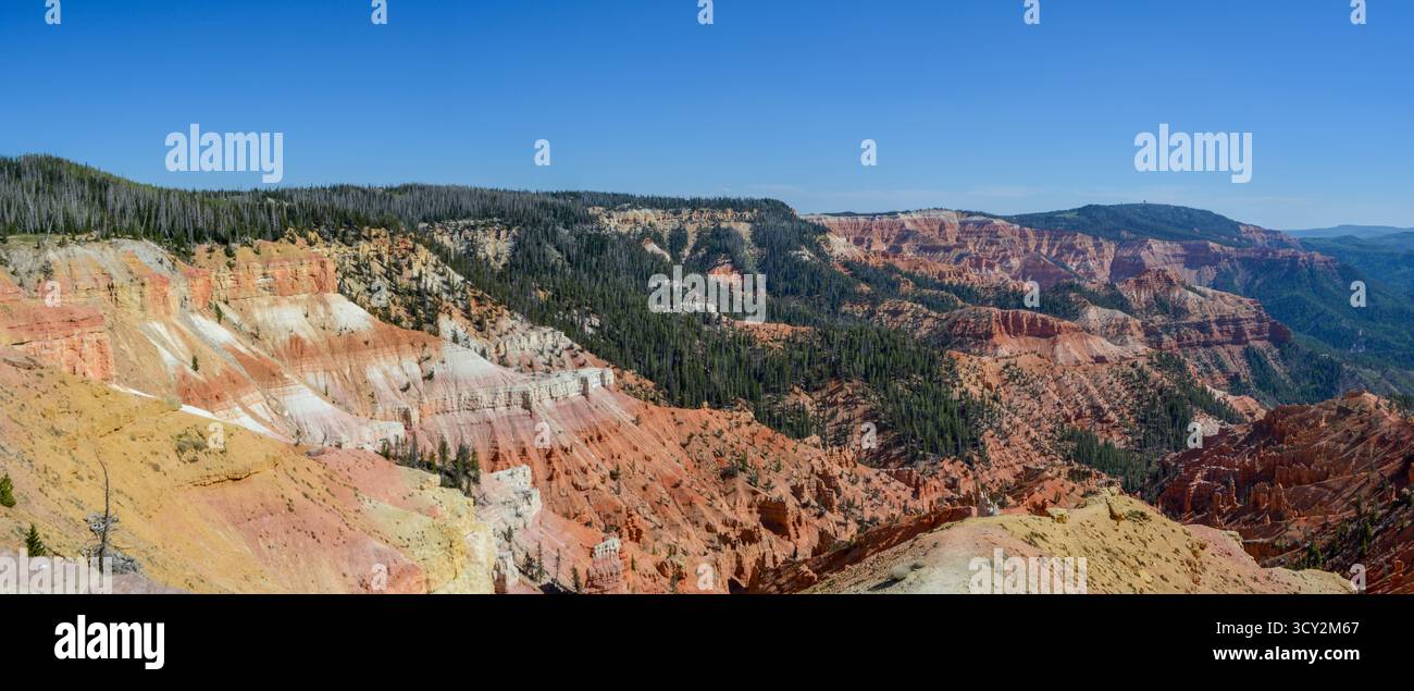 Cedar Breaks National Monument dans l'Utah. Un amphithéâtre naturel rempli de hoodoos, fenêtres, canyons, flèches, murs, et des falaises abruptes. Une vue du Banque D'Images