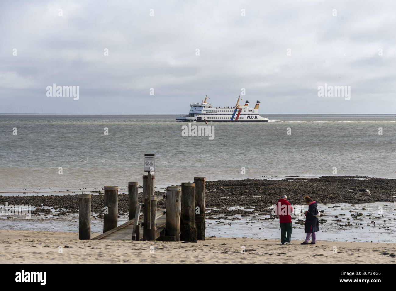 Ferry du Wyker Dampfschiffs-Reederei (W.D.R.), Frise du Nord, Wyk, Foehr Island, Schleswig-Holstein, Allemagne Banque D'Images