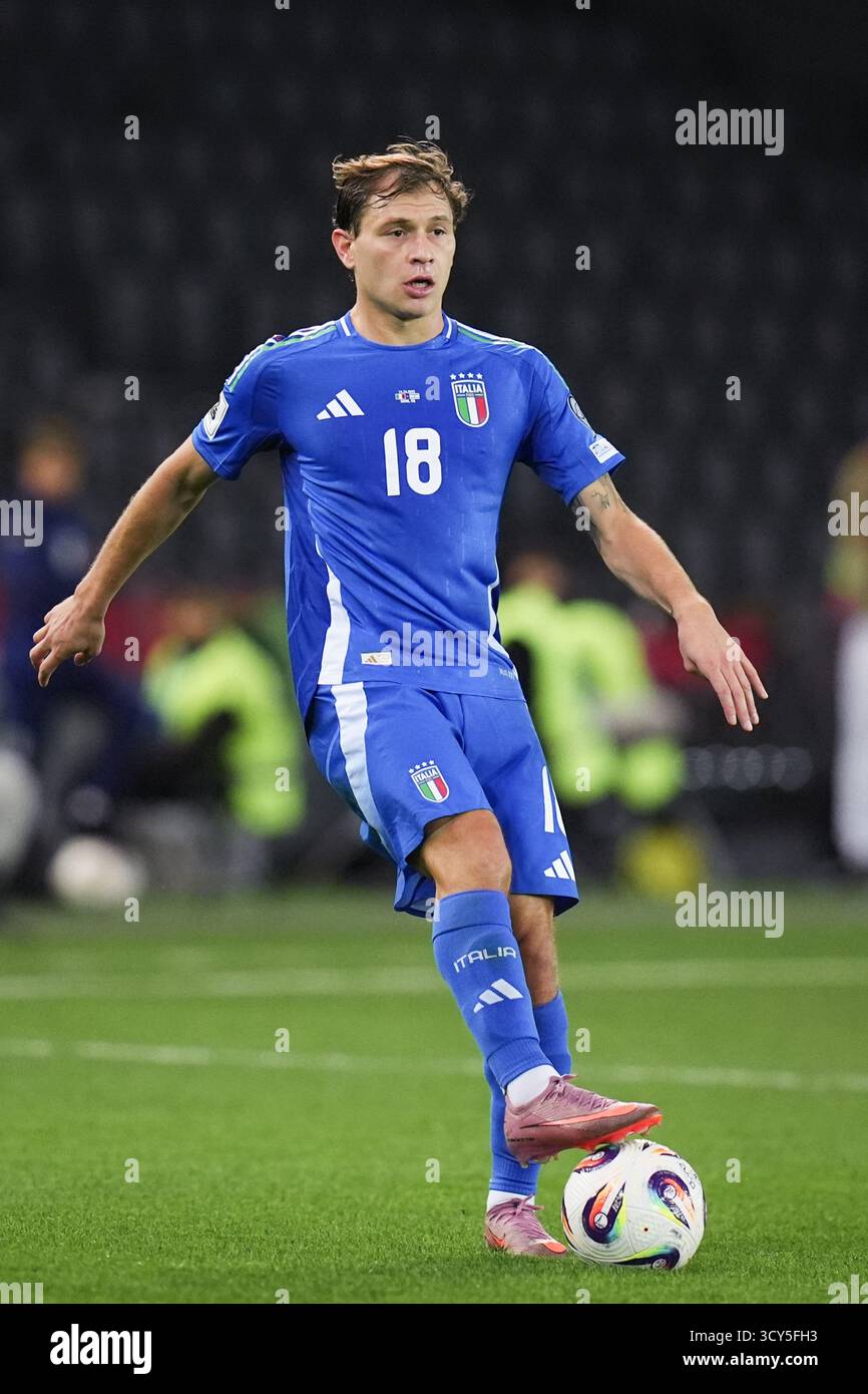 Udine, Italie. 14 octobre 2025. L'Italien Nicolo Barella en action lors du tour de qualification pour la Coupe du monde de la FIFA 2026 entre l'Italie et Israël (Groupe I - jour 8) au stade Frioul d'Udine, Italie - 14 octobre 2025. Sport - Soccer (photo de Massimo Paolone/LaPresse) crédit : LaPresse/Alamy Live News Banque D'Images