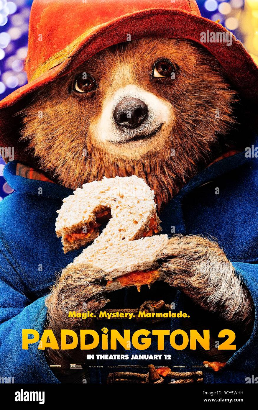 Paddington 2 (2017) réalisé par Paul King et mettant en vedette Ben Whishaw, Hugh Bonneville et Hugh Grant. Paddington est emprisonné à tort pour un vol et fait équipe avec ses amis et sa famille pour traquer le vrai coupable et blanchir son nom. Photographie d'une affiche américaine originale de 2017 À USAGE ÉDITORIAL EXCLUSIF. Crédit : BFA / StudioCanal Banque D'Images