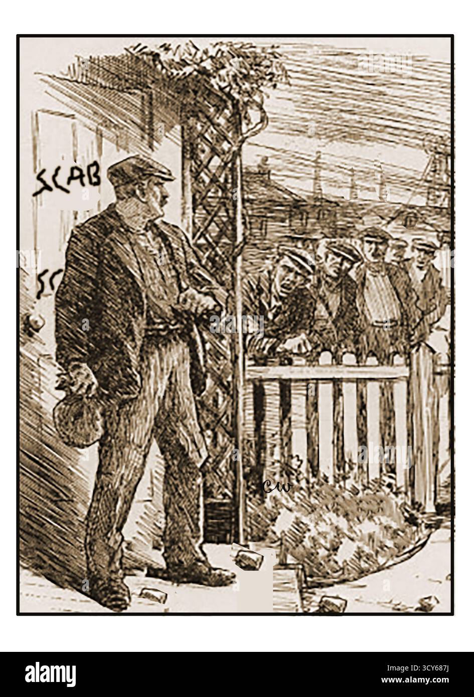 Grève générale 1926 - les mineurs britanniques attaquent une « scab » pour aller travailler pendant la grève Banque D'Images