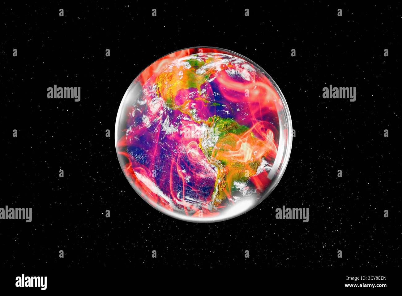 Illustration conceptuelle d'une Terre future. Banque D'Images