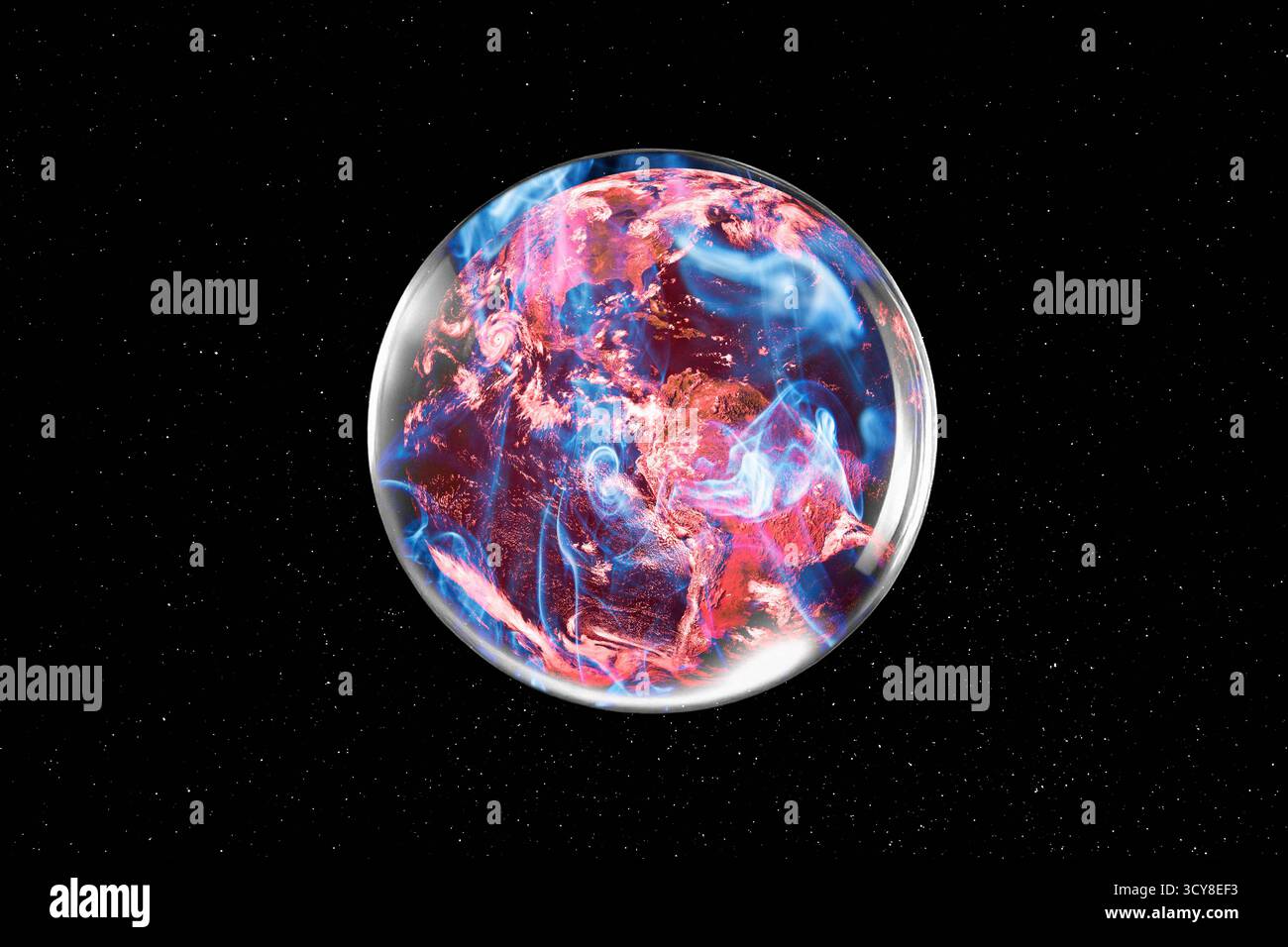 Illustration conceptuelle d'une Terre future. Banque D'Images