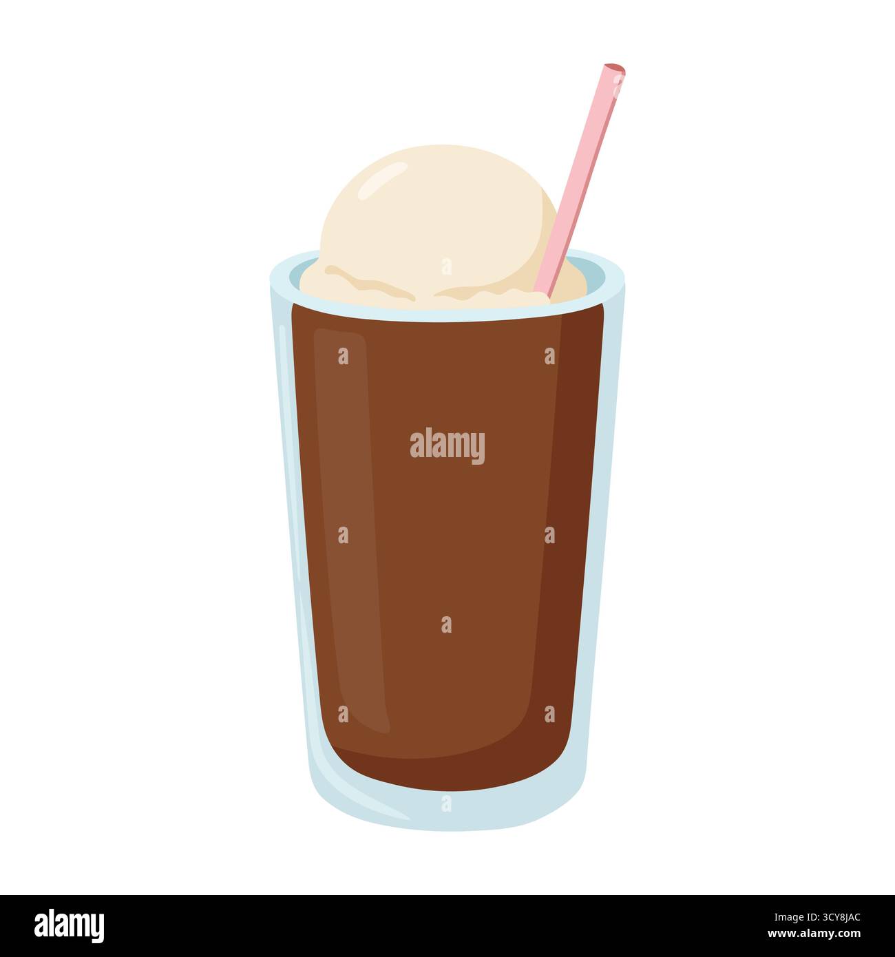 Boisson dessert classique avec soda pétillant et crème glacée crémeuse. Visuel amusant et nostalgique pour les friandises estivales, les menus de dîner ou le contenu sur le thème des boissons. Éclatez Illustration de Vecteur