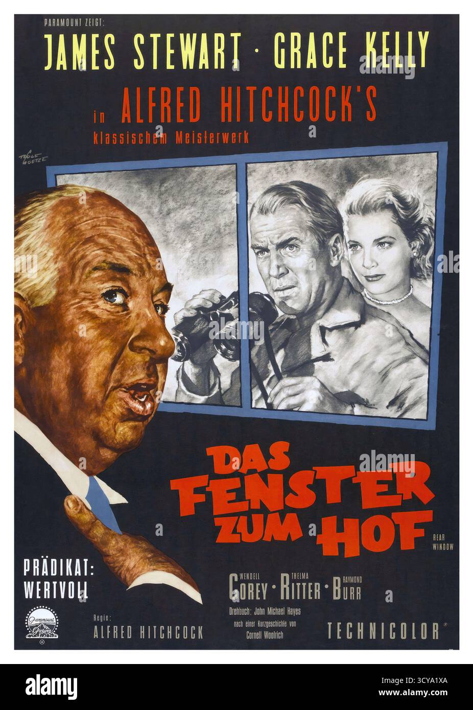 JAMES STEWART, GRACE KELLY et ALFRED HITCHCOCK dans ALFRED HITCHCOCK'S REAR WINDOW (1954) -titre original : REAR WINDOW-, réalisé par ALFRED HITCHCOCK. Crédit : PARAMOUNT PICTURES / album Banque D'Images JAMES STEWART, GRACE KELLY et ALFRED HITCHCOCK dans ALFRED HITCHCOCK'S REAR WINDOW (1954) -titre original : REAR WINDOW-, réalisé par ALFRED HITCHCOCK. Crédit : PARAMOUNT PICTURES / album Banque D'Images