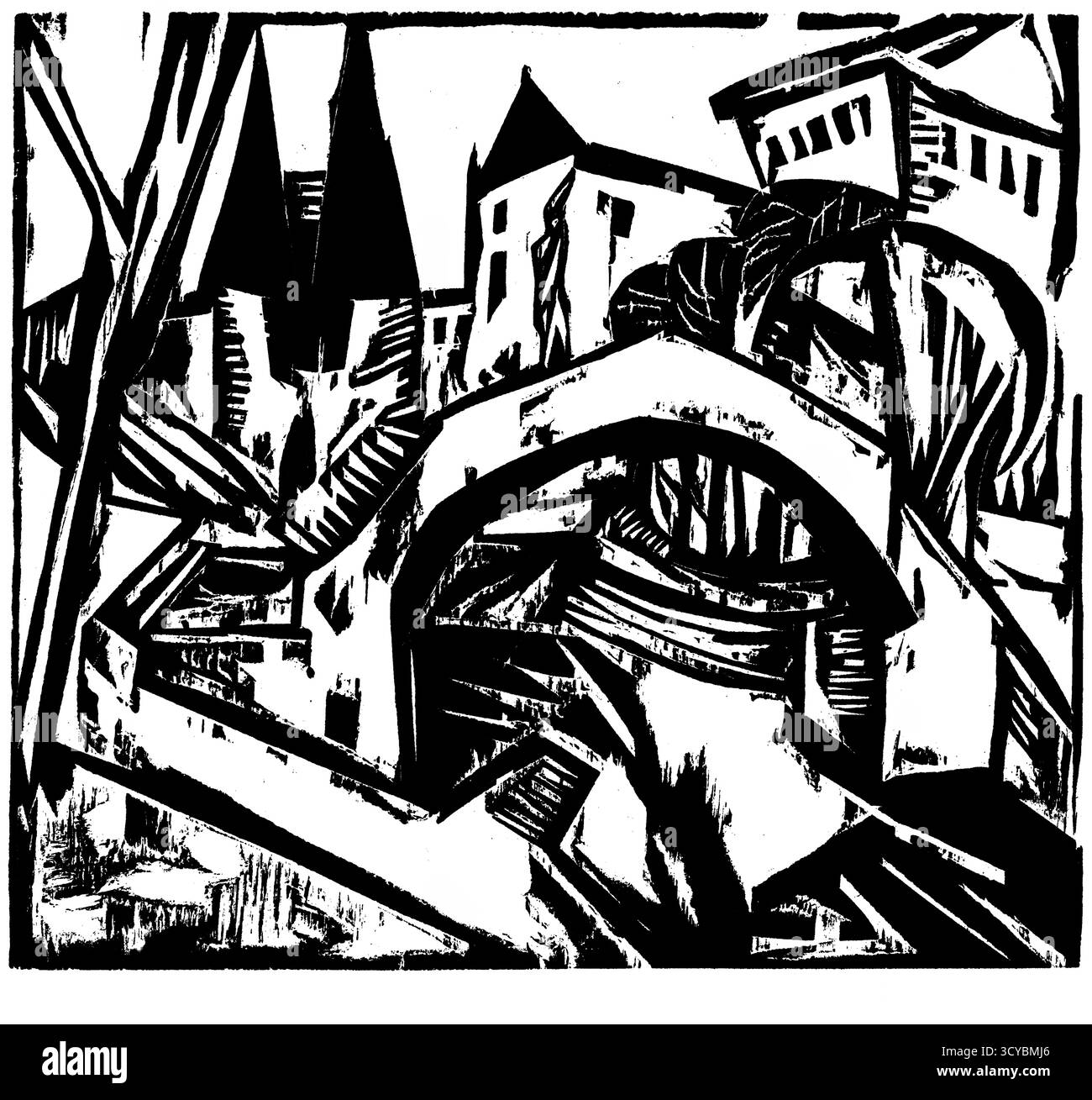 River Bank at Elisabeth (Berlin) par Ernst Ludwig Kirchner, 1912 paysage expressionniste allemand, scène fluviale moderniste, domaine public à haute résolution Banque D'Images