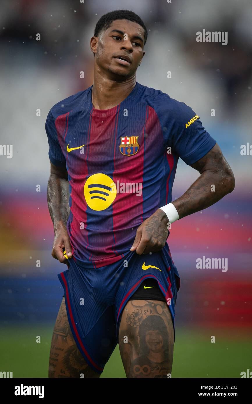 Barcelone, Espagne. 18 octobre 2025. Marcus Rashford (FC Barcelone) vu lors d'un match de la Liga EA Sports entre le FC Barcelone et le Girona FC à Estadi Olimpic Lluís Companys. Score final : FC Barcelone 2 :1 Girona FC crédit : SOPA images Limited/Alamy Live News Banque D'Images
