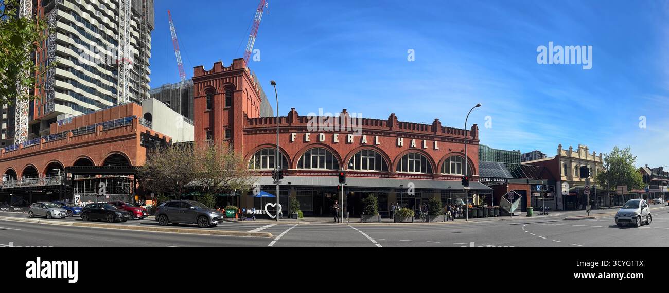 Federal Hall contenant Central Market, avec construction attenante, Adélaïde, Australie méridionale. Pas DE MR ou PR - Image de stock capturée avec un smartphone