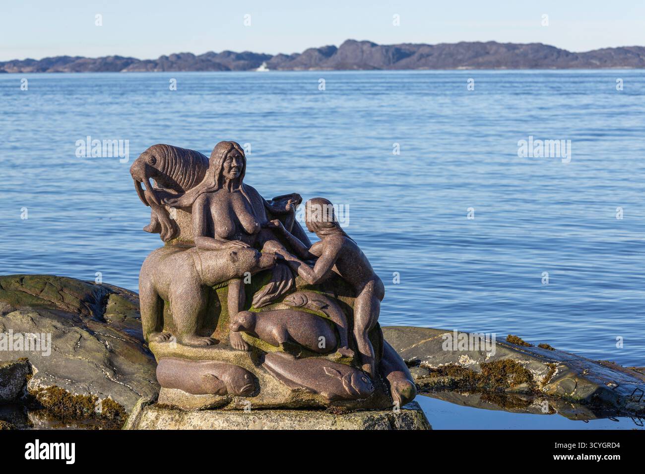 Statue de Nuuk mère de la mer Banque D'Images