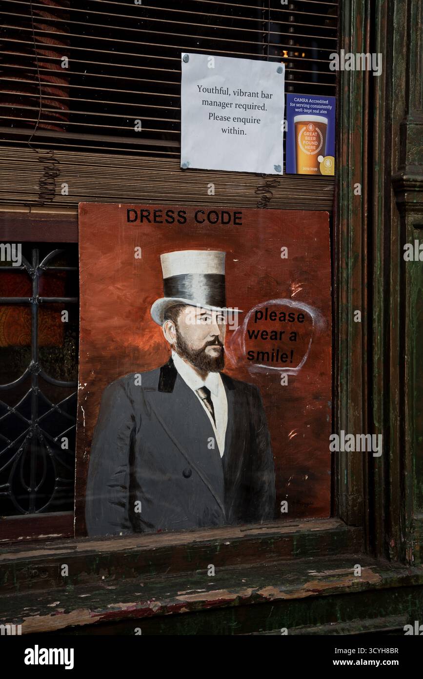 Illustration du code vestimentaire du St Bernard's Bar à Raeburn place, Stockbridge, Édimbourg, Écosse, Royaume-Uni. Banque D'Images