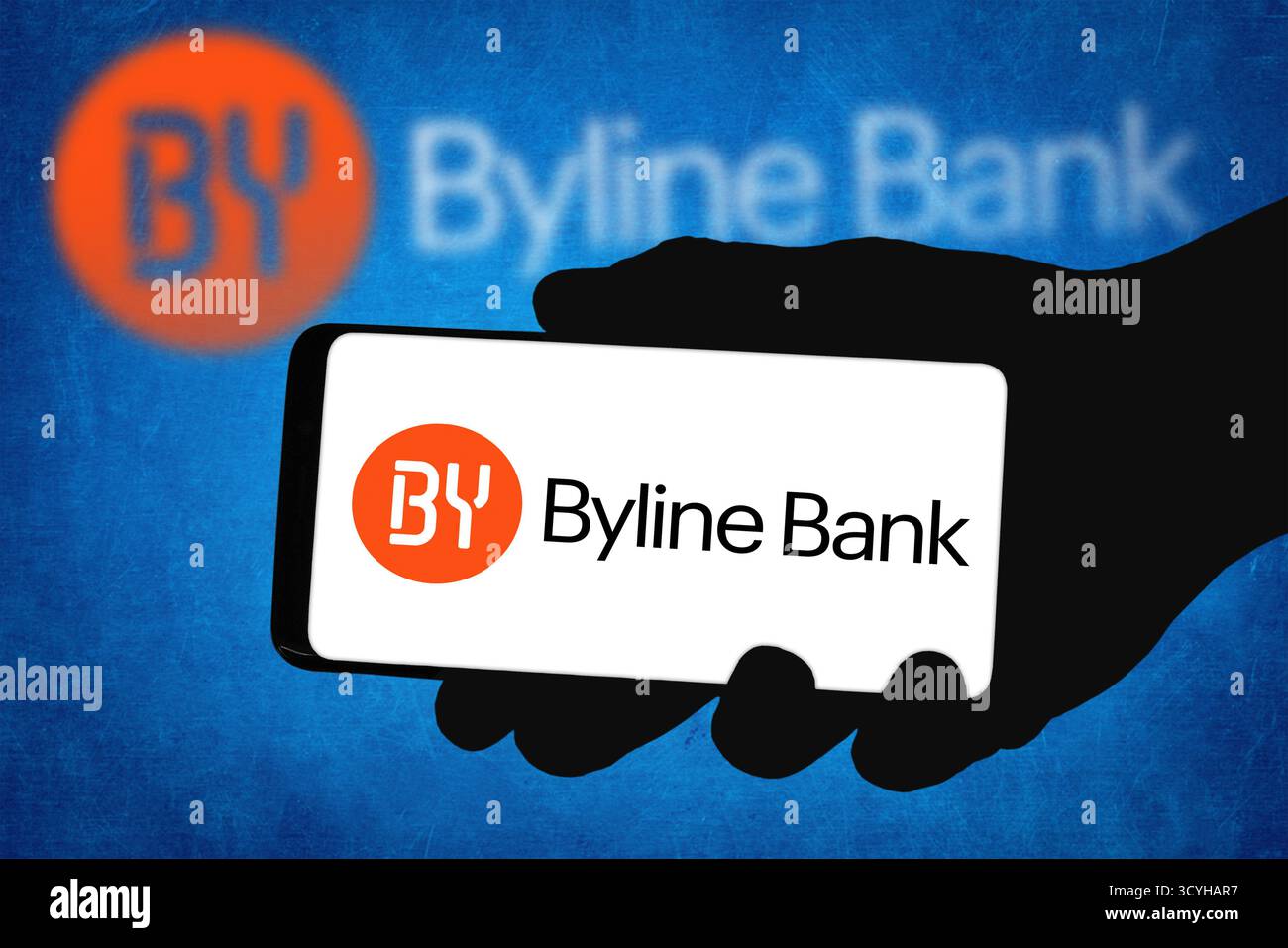 Logo Byline Bank affiché sur l'appareil mobile Banque D'Images