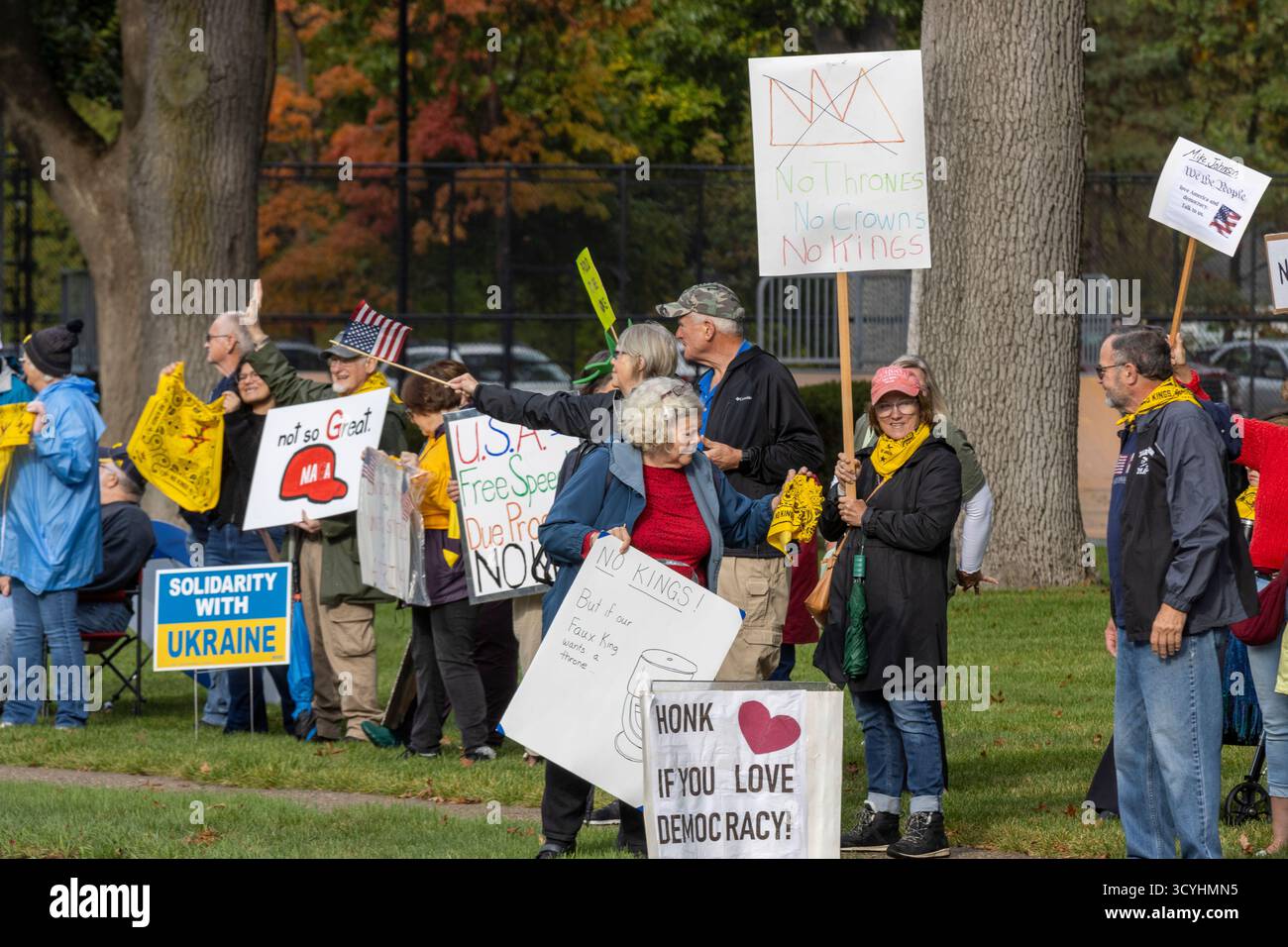 No Kings Rally, Greenville Michigan, USA, 18 octobre 2025 Banque D'Images