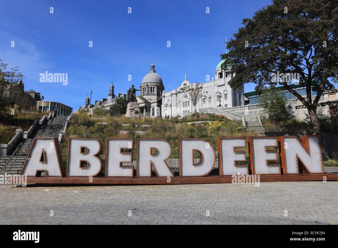 Aberdeen signe à Union Terrace Gardens, en Écosse, au Royaume-Uni Banque D'Images