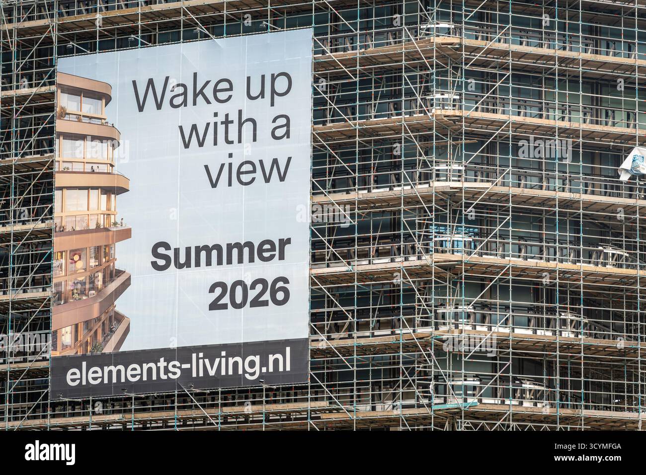 Amsterdam, pays-Bas, 19.10.2025, Elements, une prochaine tour résidentielle haut de gamme près de la rivière Amstel, située dans le quartier Amstelkwartier Banque D'Images