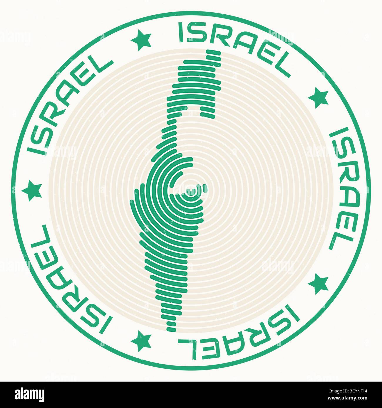 Carte d'Israël avec titre rond. Bagues en forme de pays. Texte Israël autour de la forme de la frontière du pays. Illustration vectorielle élégante. Illustration de Vecteur