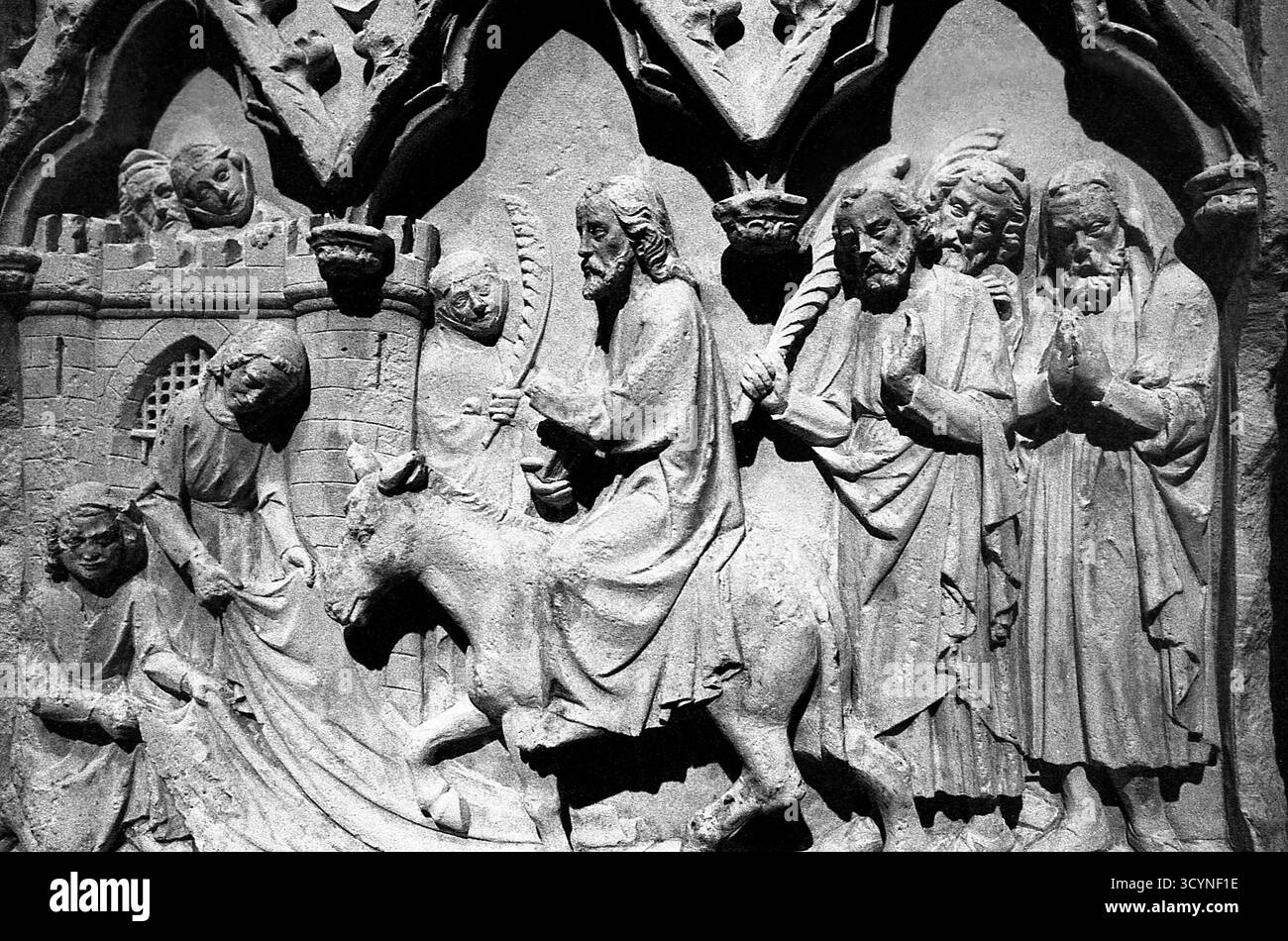 Los Angeles, CA, États-Unis, approx. 1984. Sculpture antique de l'entrée de Jésus à Jérusalem exposée au Los Angeles County Museum of Art (LACMA). Banque D'Images