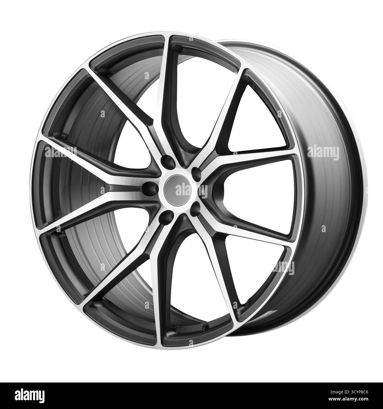 Jantes en alliage modernes offrant un look élégant et élégant sur fond blanc pur pour les passionnés d'automobile et les professionnels de l'industrie Banque D'Images