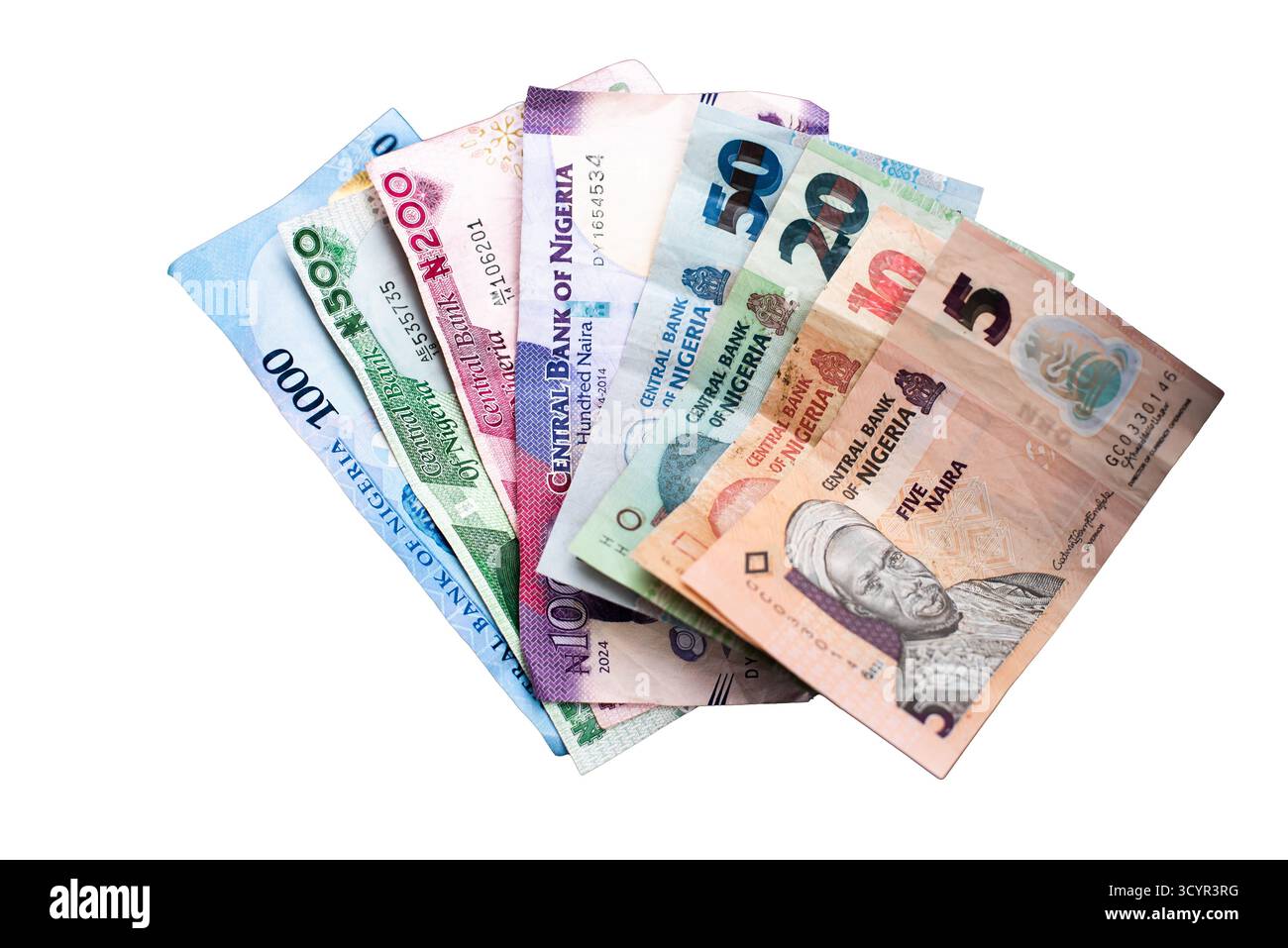 Billets de banque monnaie du Nigeria Banque D'Images