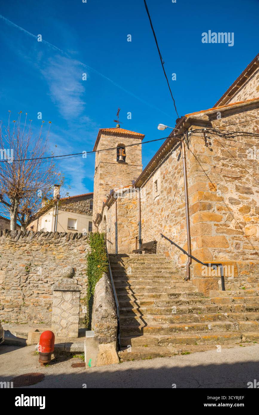 Église. Robregordo, province de Madrid, Espagne. Banque D'Images