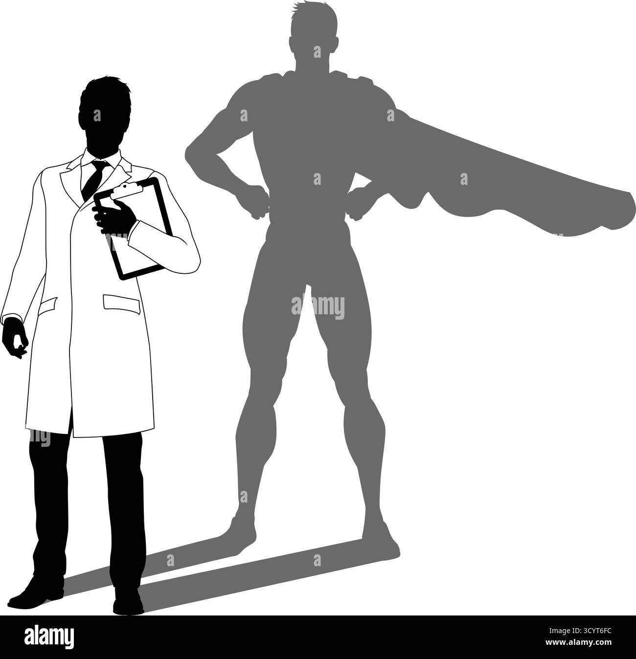 Super-héros Biologiste Super Hero Shadow Silhouette Illustration de Vecteur