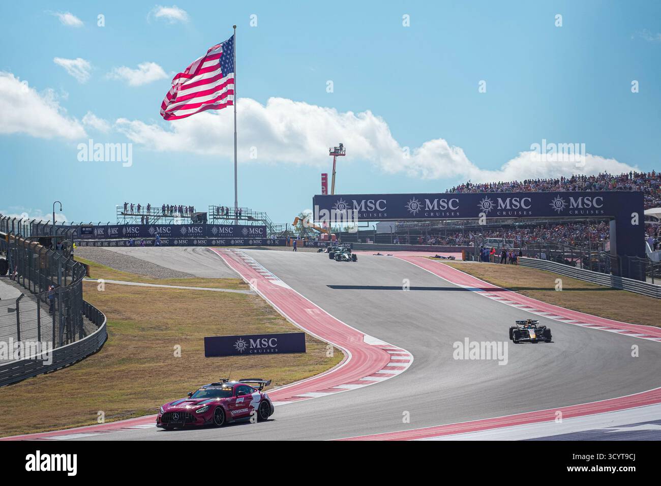 Voiture de sécurité - Mercedes AMG GT Black Series pendant la formule 1 MSC Cruises, États-Unis. 10 août 2025. Grand Prix 2025, Austin, TX, USA, du 16 au 19 octobre 2025. 19e manche du Championnat du monde FIA de formule 1 2025. (Photo de Alessio de Marco/Sipa USA) crédit : Sipa USA/Alamy Live News Banque D'Images