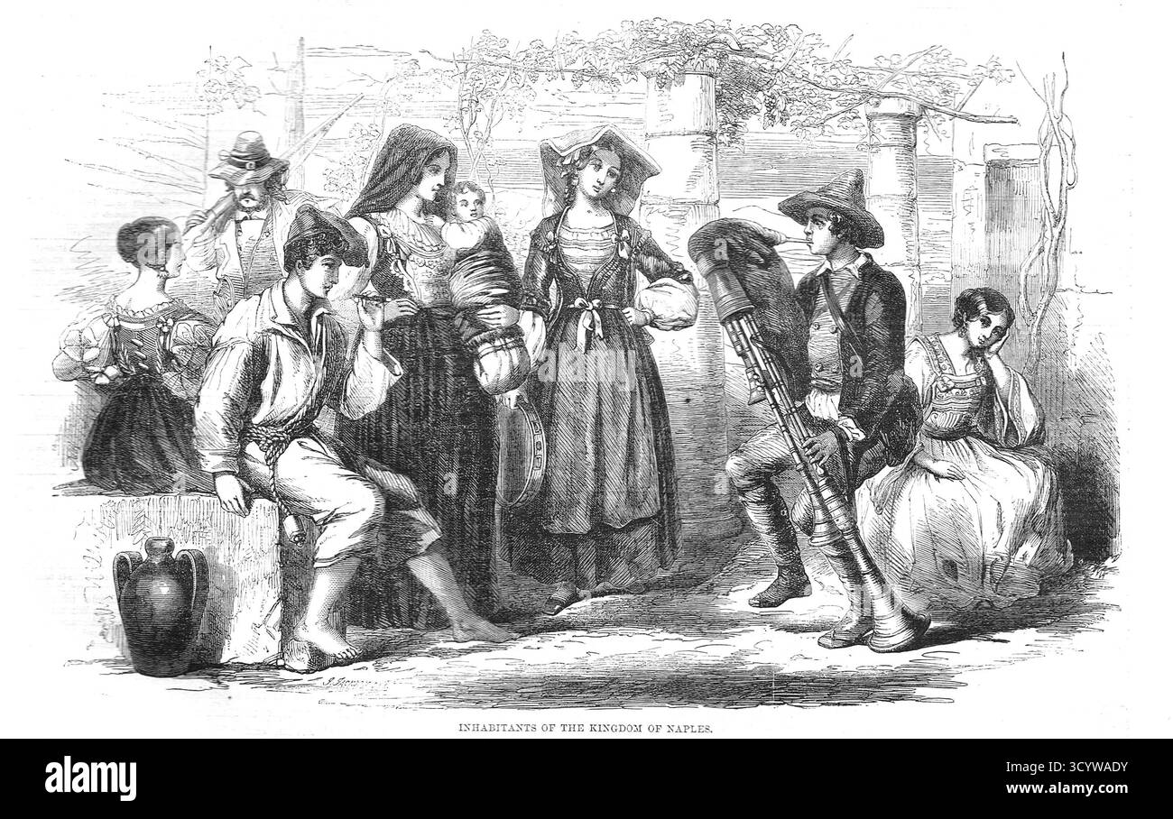 Habitants de Naples Italie en 1860. L'année de l'entrée de Garibaldi à Naples Banque D'Images