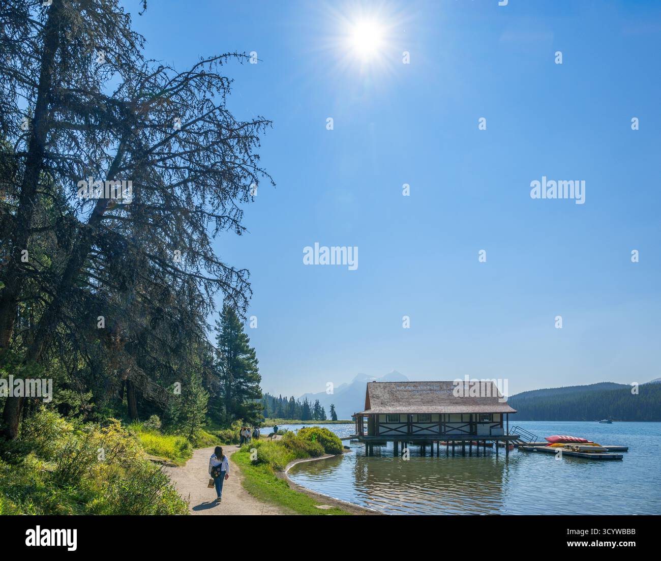 Le lac Maligne, parc national Jasper, Jasper, Alberta, Canada Banque D'Images