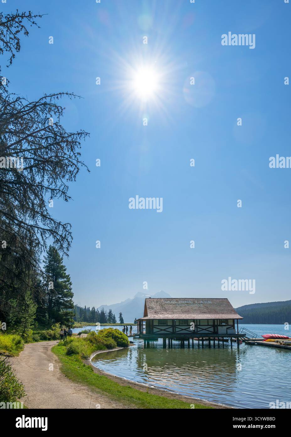 Le lac Maligne, parc national Jasper, Jasper, Alberta, Canada Banque D'Images