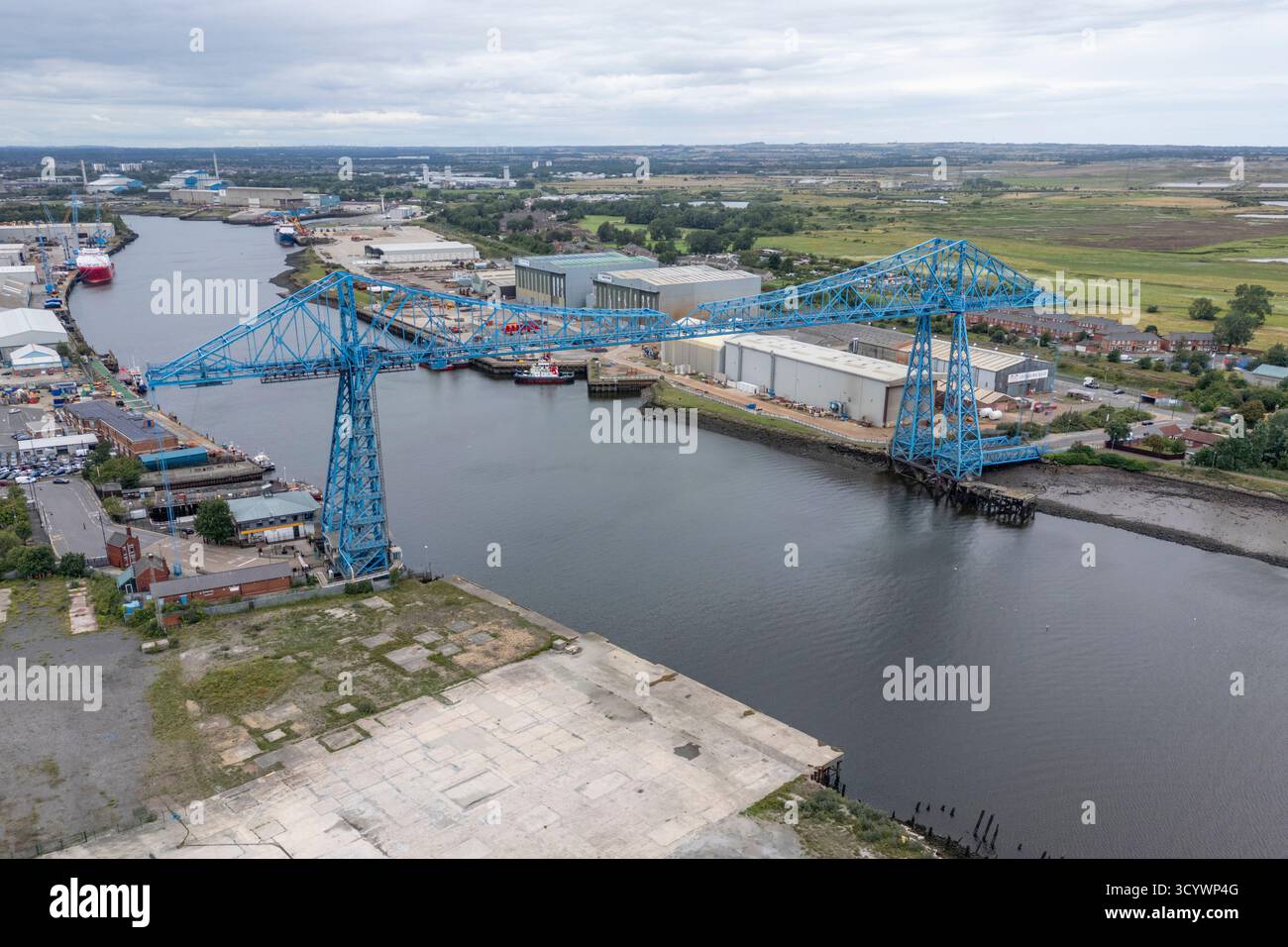 Vue aérienne du pont transporteur de Middlesbrough, Middlesborough, North Yorkshire, Royaume-Uni. Banque D'Images