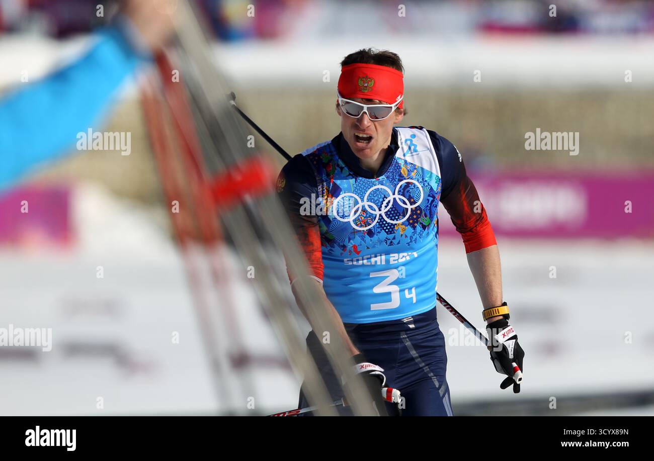 Deuxième place pour l'équipe Russie 3-4 b / F VYLEGZHANIN Maxim Cross - Country hommes Relais 4 x 10 km Laura Cross Country Center XXII Jeux Olympiques d'hiver Sotchi 2014 © diebilderwelt / Alamy Stock Banque D'Images