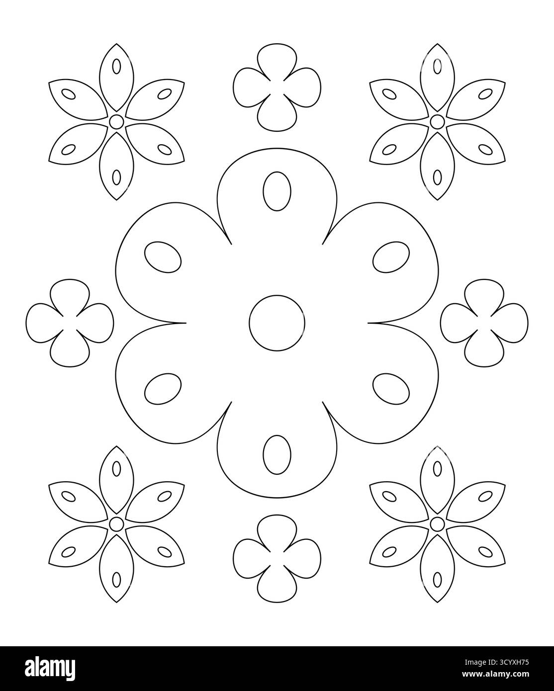 page de dessin de contour de fleur plus simple pour les enfants livre de coloriage activités éducatives pour enfants Illustration de Vecteur