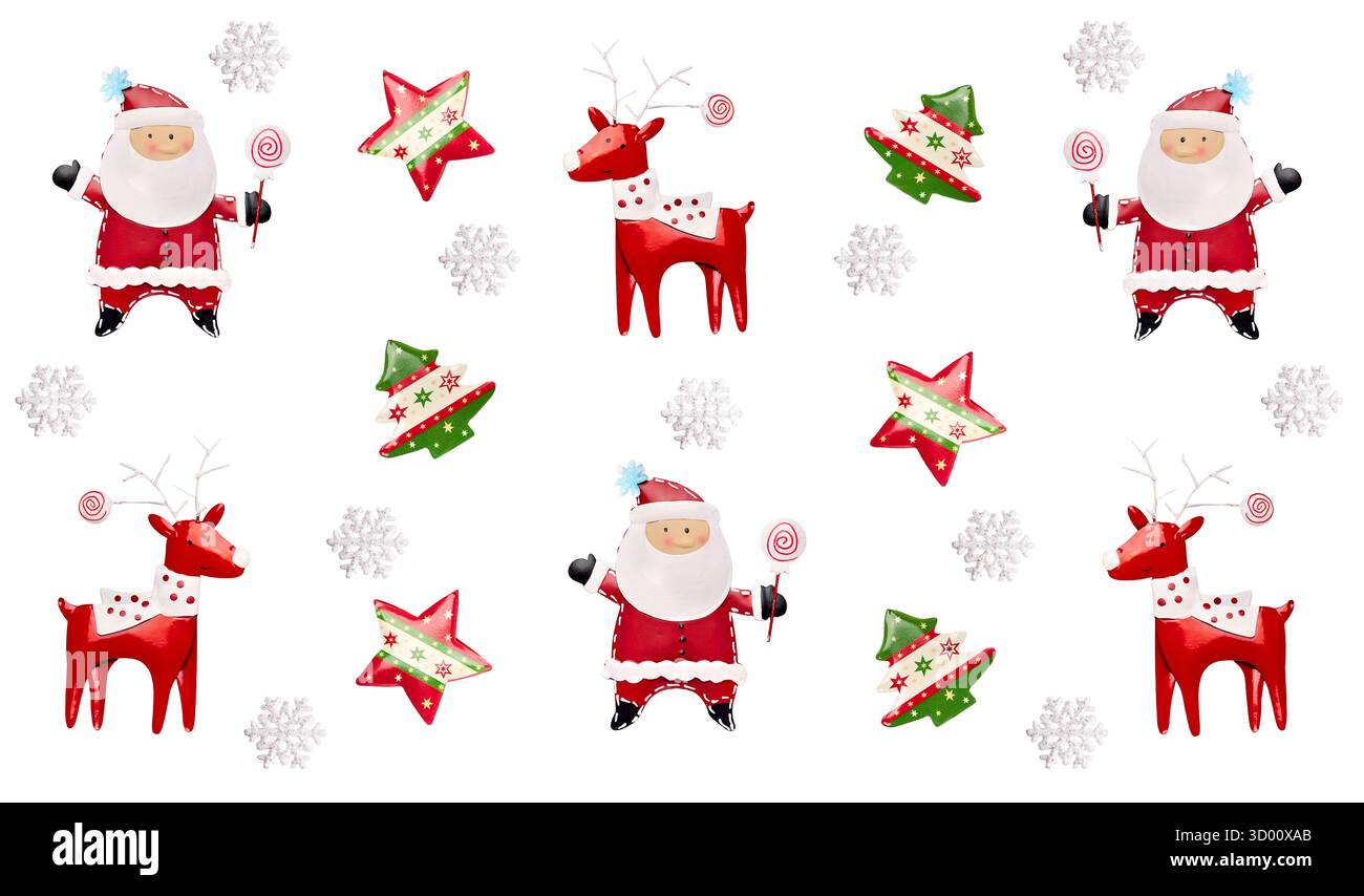 Motif de Noël sans couture avec Santa et icônes de vacances Banque D'Images