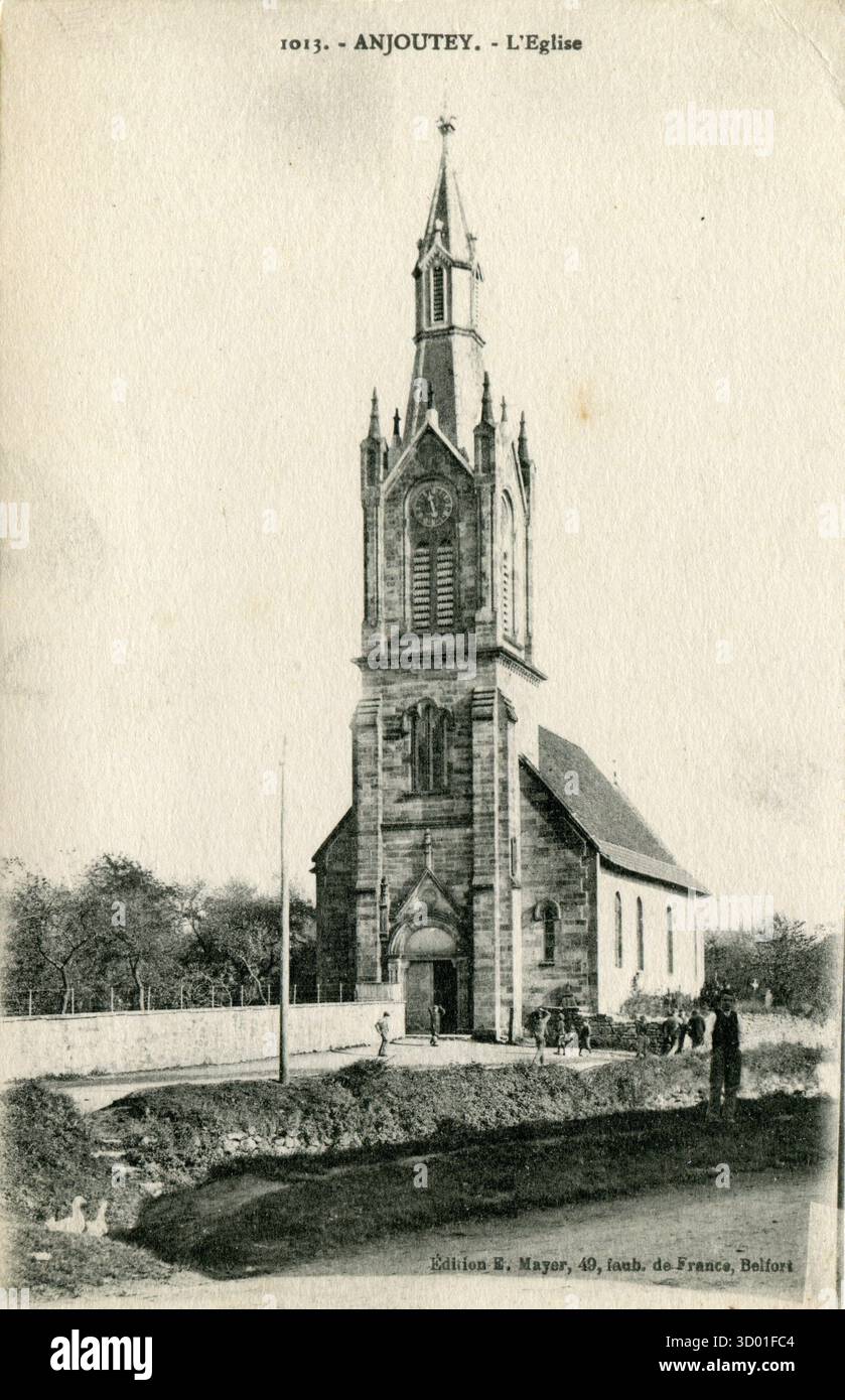Anjoutey Département : 90 - territoire de Belfort région : Bourgogne-Franche-Comté (ex Franche-Comté) carte postale vintage. Fin du 19ème - début du 20ème siècle Banque D'Images