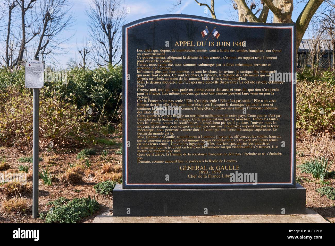 France, Seine Saint Denis, Saint Ouen, plaque commémorative de l'appel du 18 juin 1940 par le général de Gaulle Banque D'Images