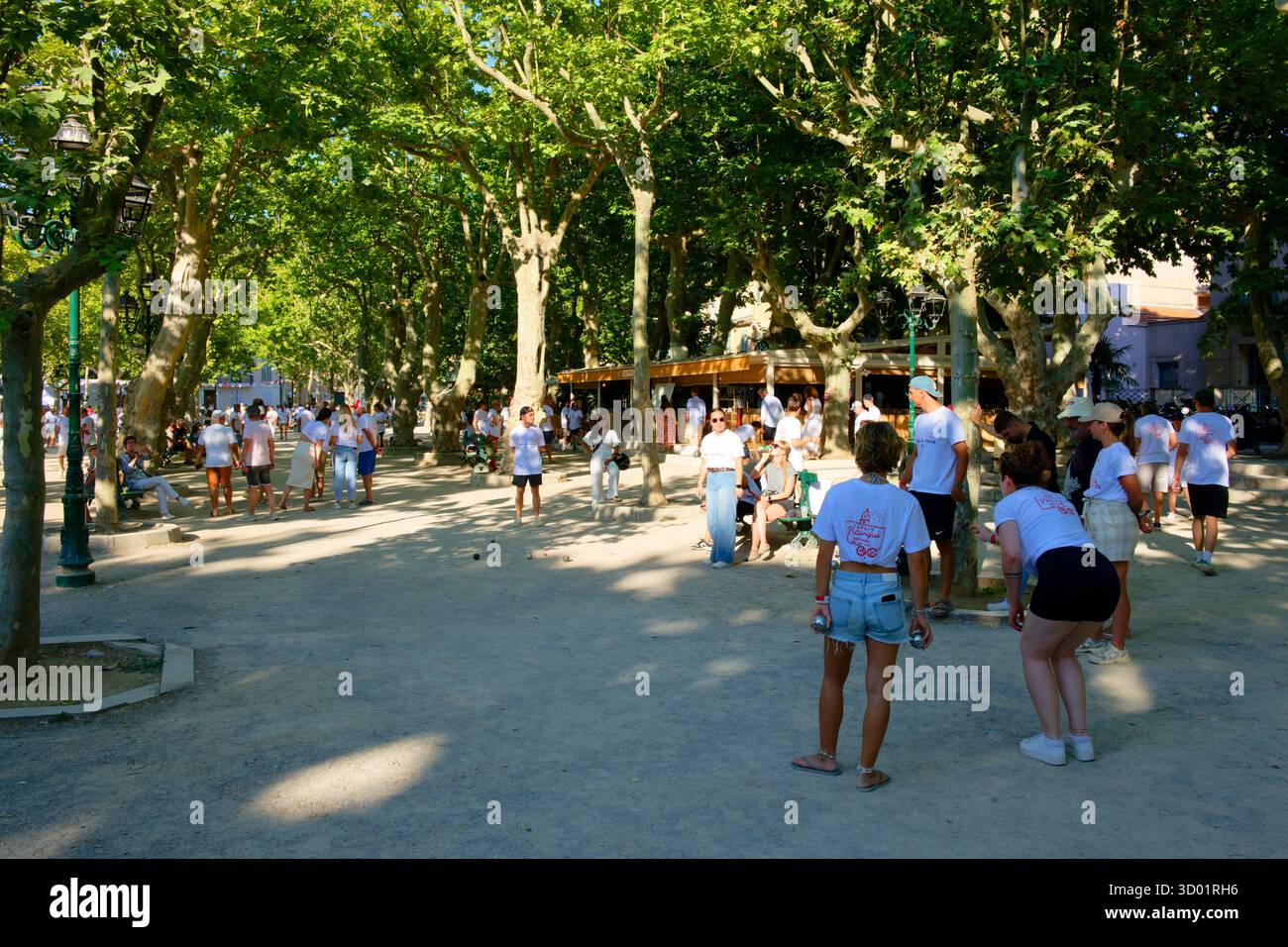 France, Var, Saint Tropez, place des Lices, joueurs de pétanque Banque D'Images