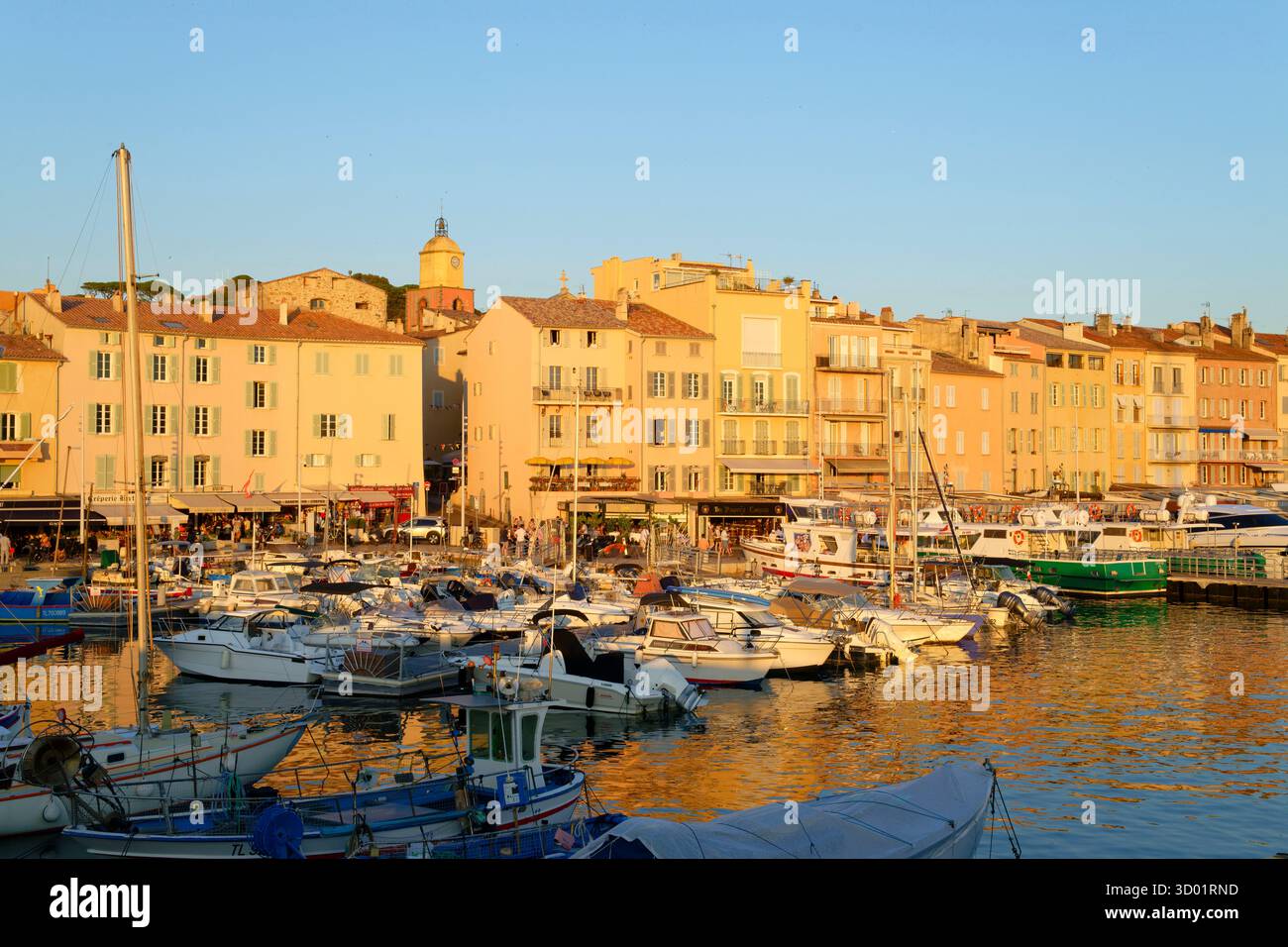 France, Var, Saint Tropez, le vieux port et l'église paroissiale notre-Dame de l'Assomption en arrière-plan Banque D'Images