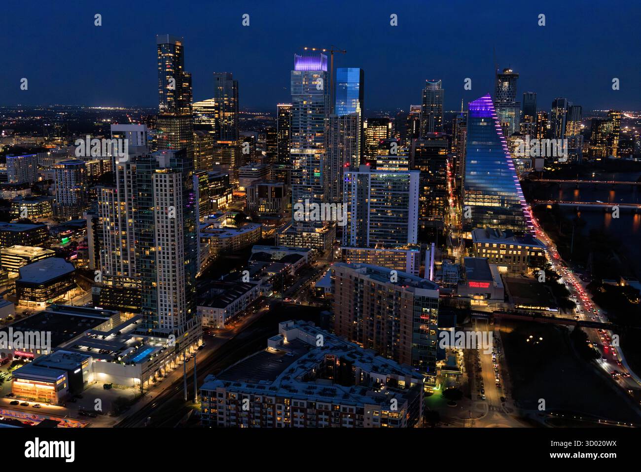 États-Unis, Texas, Austin, centre-ville, centre-ville (vue aérienne) Banque D'Images