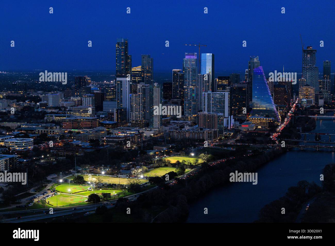 États-Unis, Texas, Austin, centre-ville, centre-ville (vue aérienne) Banque D'Images