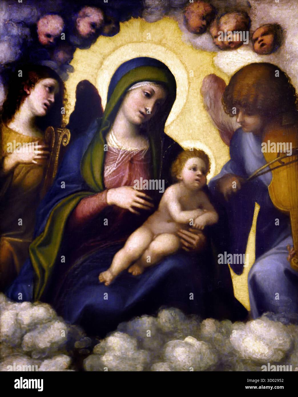 Vierge à l'enfant en gloire 1510-1512 Antonio Allegri da Correggio 1489 -1534 habituellement connue sous le nom de Correggio peintre de l'école de Parme de la Renaissance italienne Banque D'Images