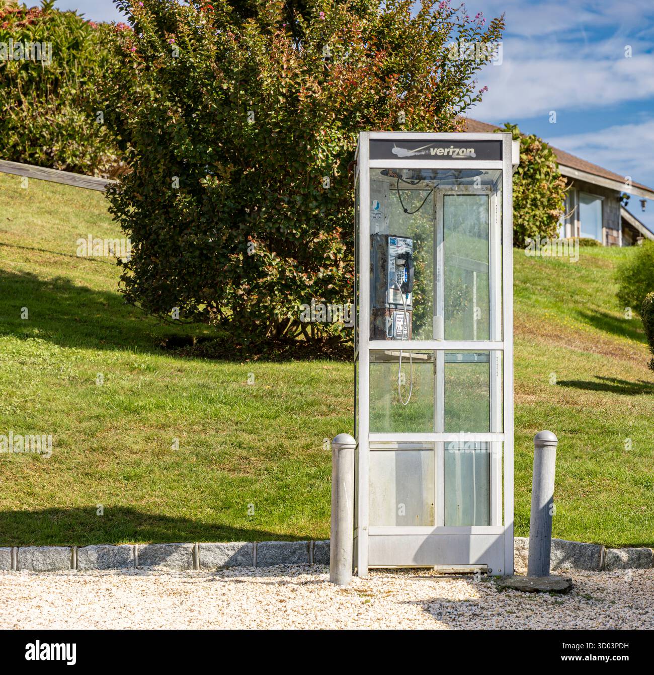 rare cabine téléphonique publique à montauk, ny Banque D'Images