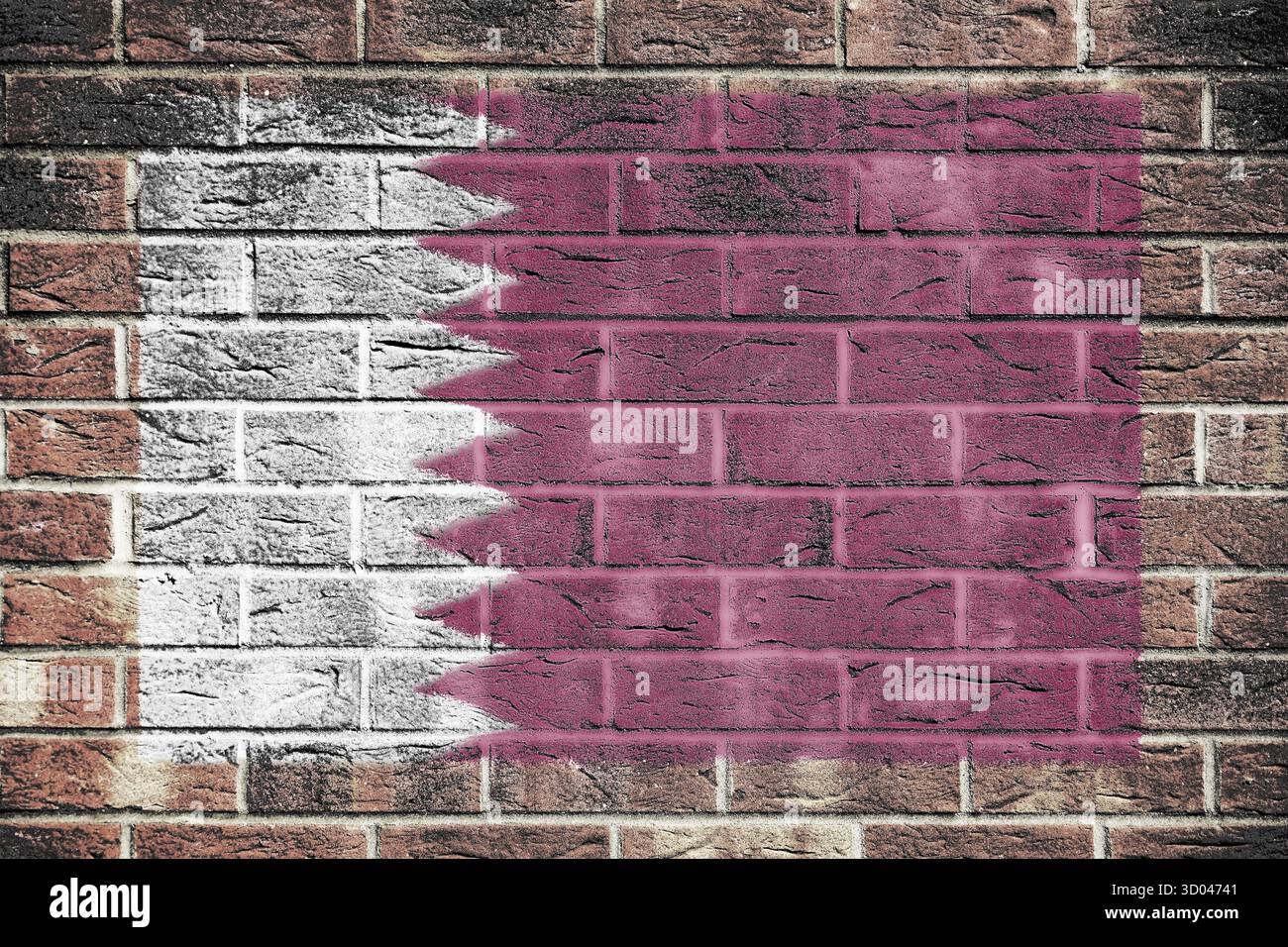 Drapeau du Qatar sur vieux fond de mur de briques Banque D'Images