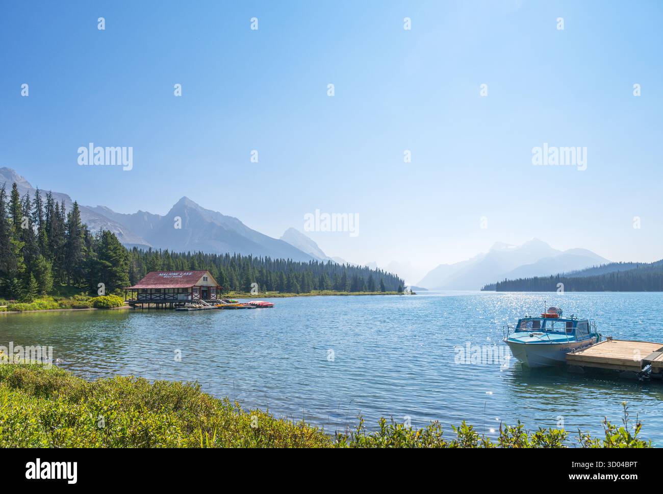 Le lac Maligne, parc national Jasper, Jasper, Alberta, Canada Banque D'Images