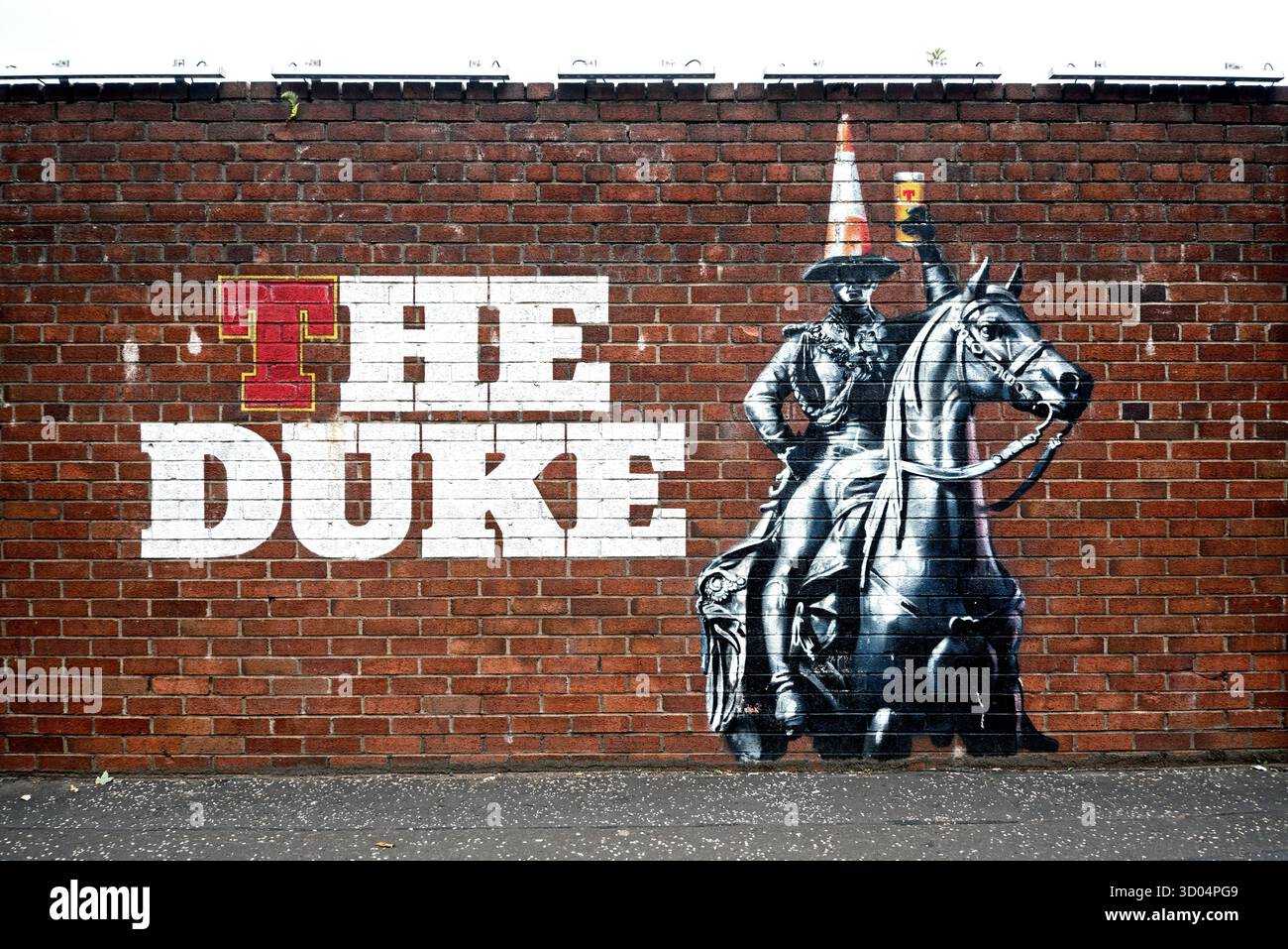 Murale sur le mur des brasseries Tennent Caledonian, Duke Street, Glasgow, Écosse, Royaume-Uni. Banque D'Images
