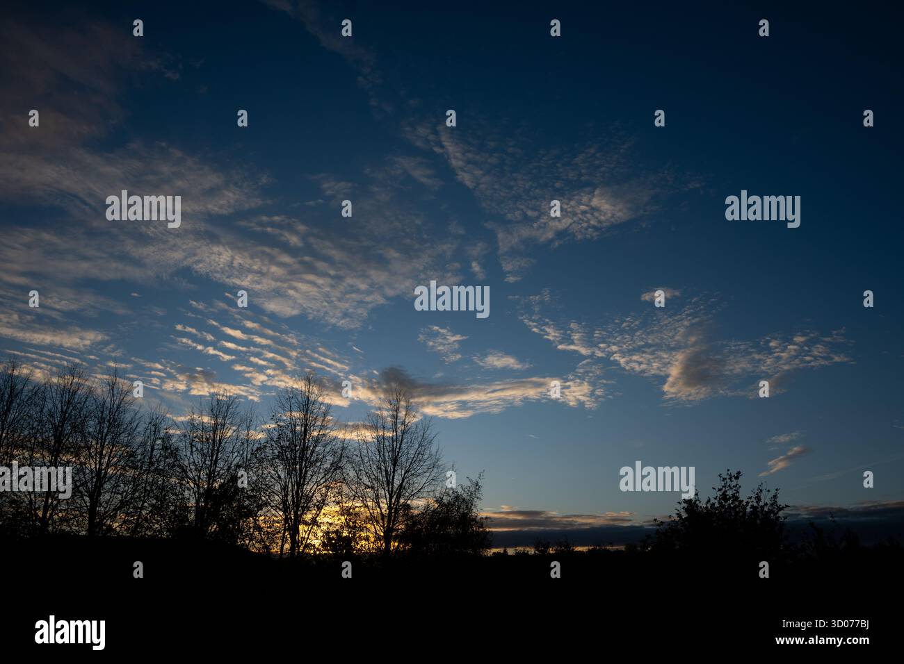 Un ciel au lever du soleil, Warwickshire, Royaume-Uni Banque D'Images