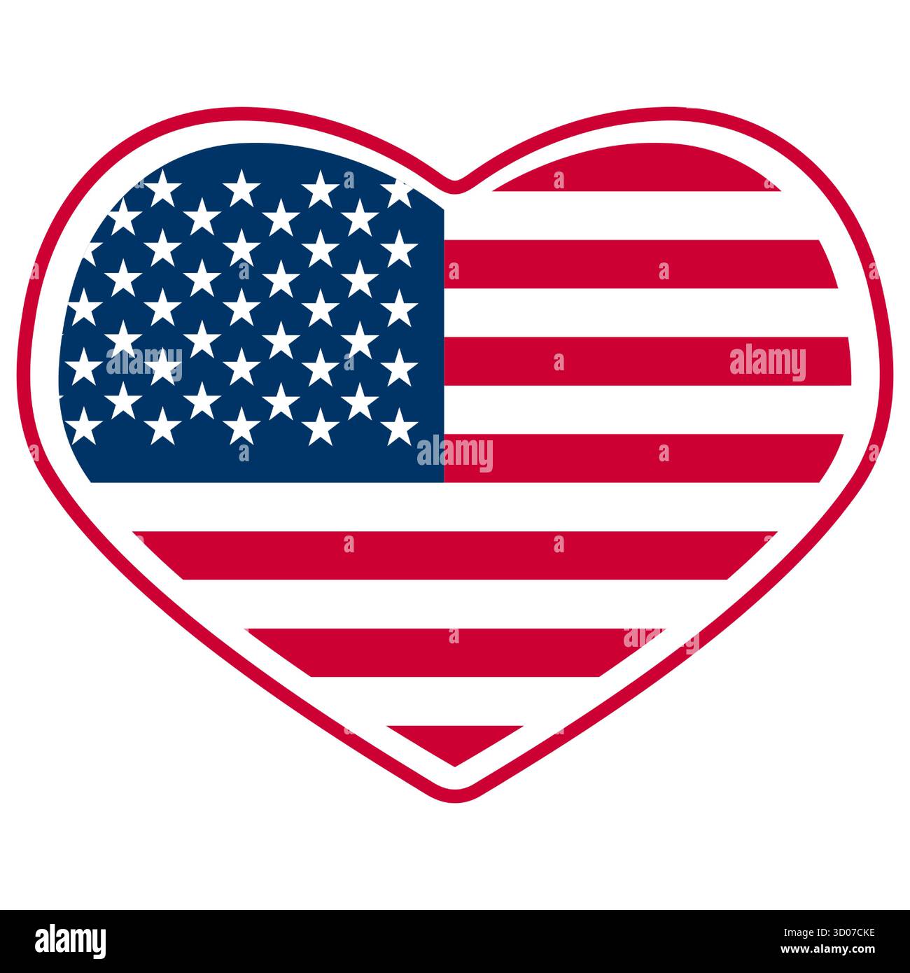 Forme de coeur de drapeau américain symbolisant le patriotisme et l'amour pour les états-unis Illustration de Vecteur