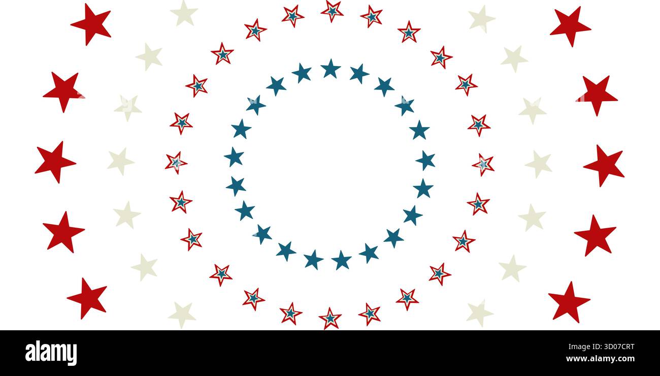 Motif étoile circulaire patriotique avec design rouge et bleu Illustration de Vecteur