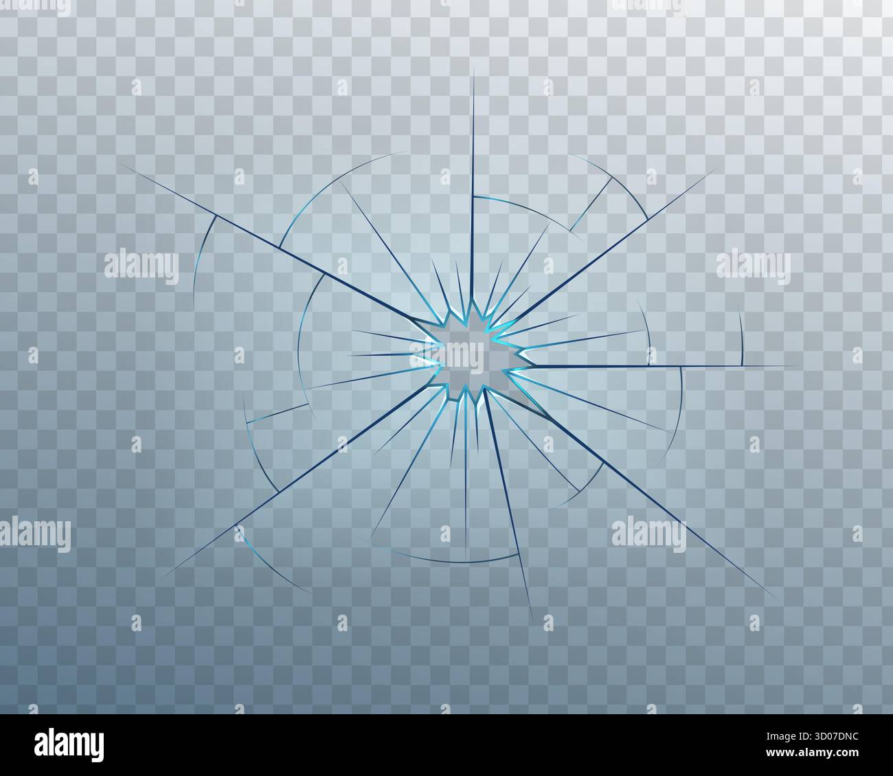 Texture de verre brisée avec des fissures, des trous de balle et des bords brisés. Effet de fracture réaliste sur surface transparente. Fond vectoriel abstrait pour da Illustration de Vecteur