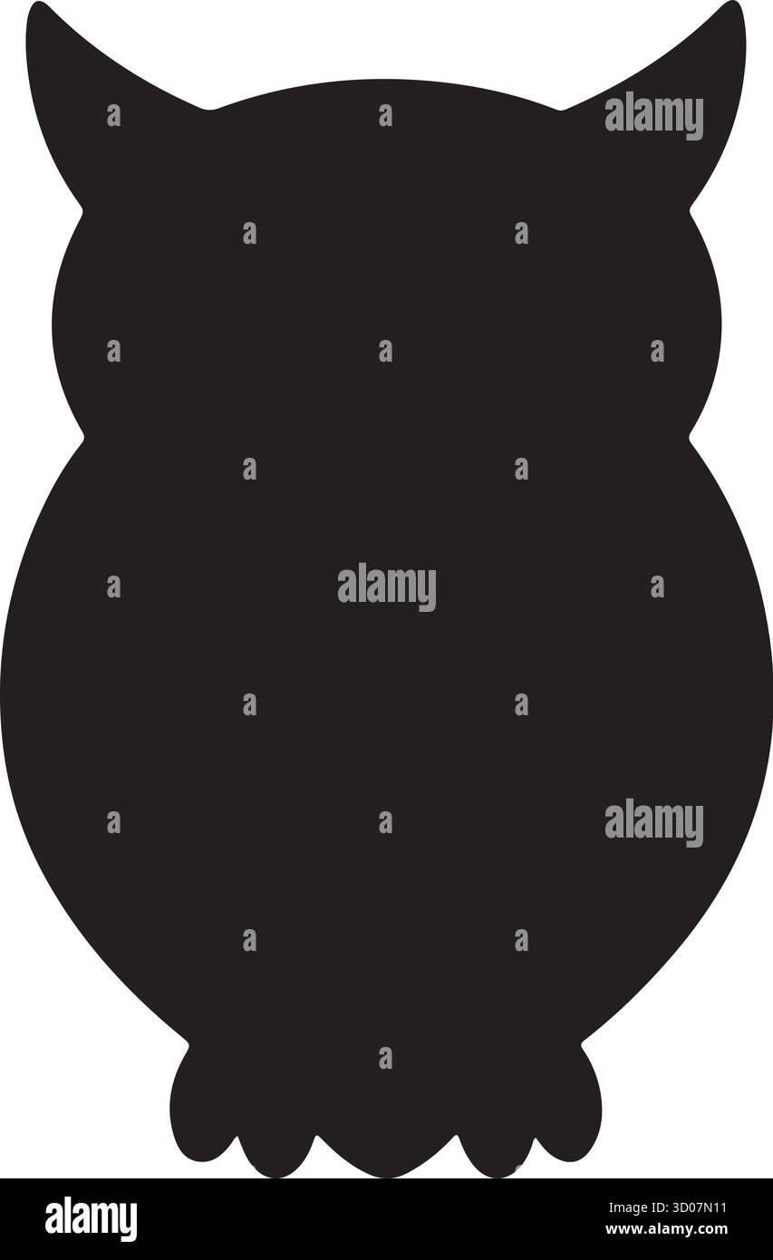 Wise Owl Silhouette icône de vecteur, conception minimaliste de logo de chouette à cornes, symbole oiseau de nuit de proie Illustration de Vecteur
