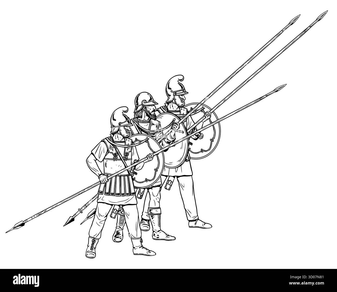 Phalangite pontique au combat. Anciens guerriers. Dessin historique. Banque D'Images
