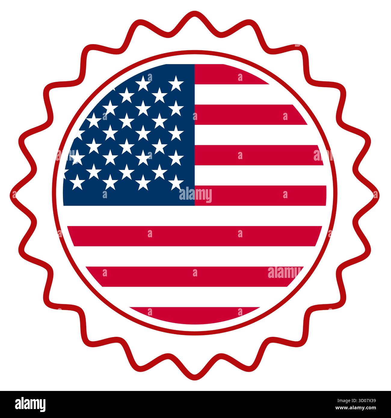 Drapeau américain avec bordure circulaire et motif étoilé Illustration de Vecteur